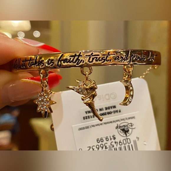 Disney Tinker Bell Charm Bracelet – Faith, Trust, and Pixie Dust - Picture 1 of 12